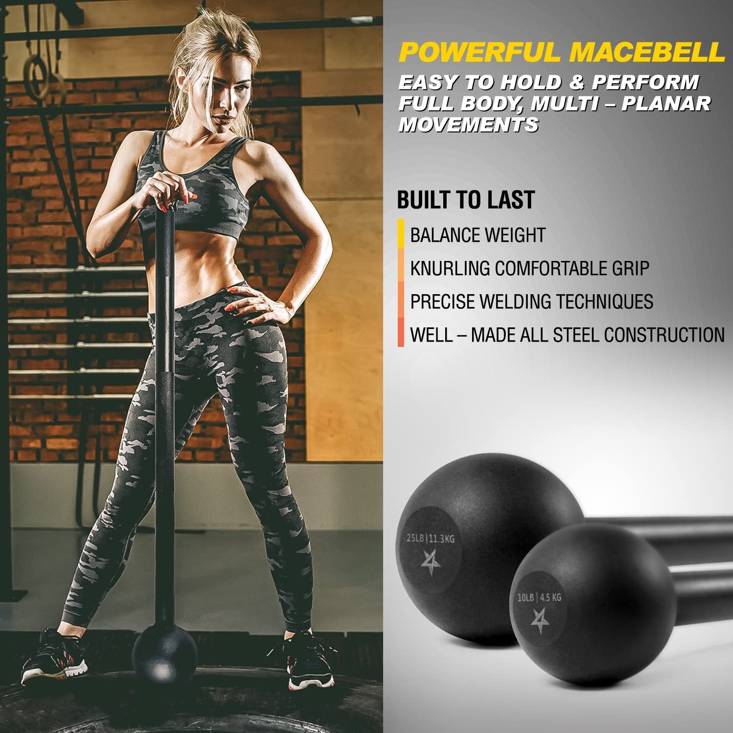 Ultimate Steel Mace Bell for Full Body Strength Training - Perfect for Muscle Building, Rehabilitation, and Stretching - Available in 5 to 30 Lbs for Men & Women