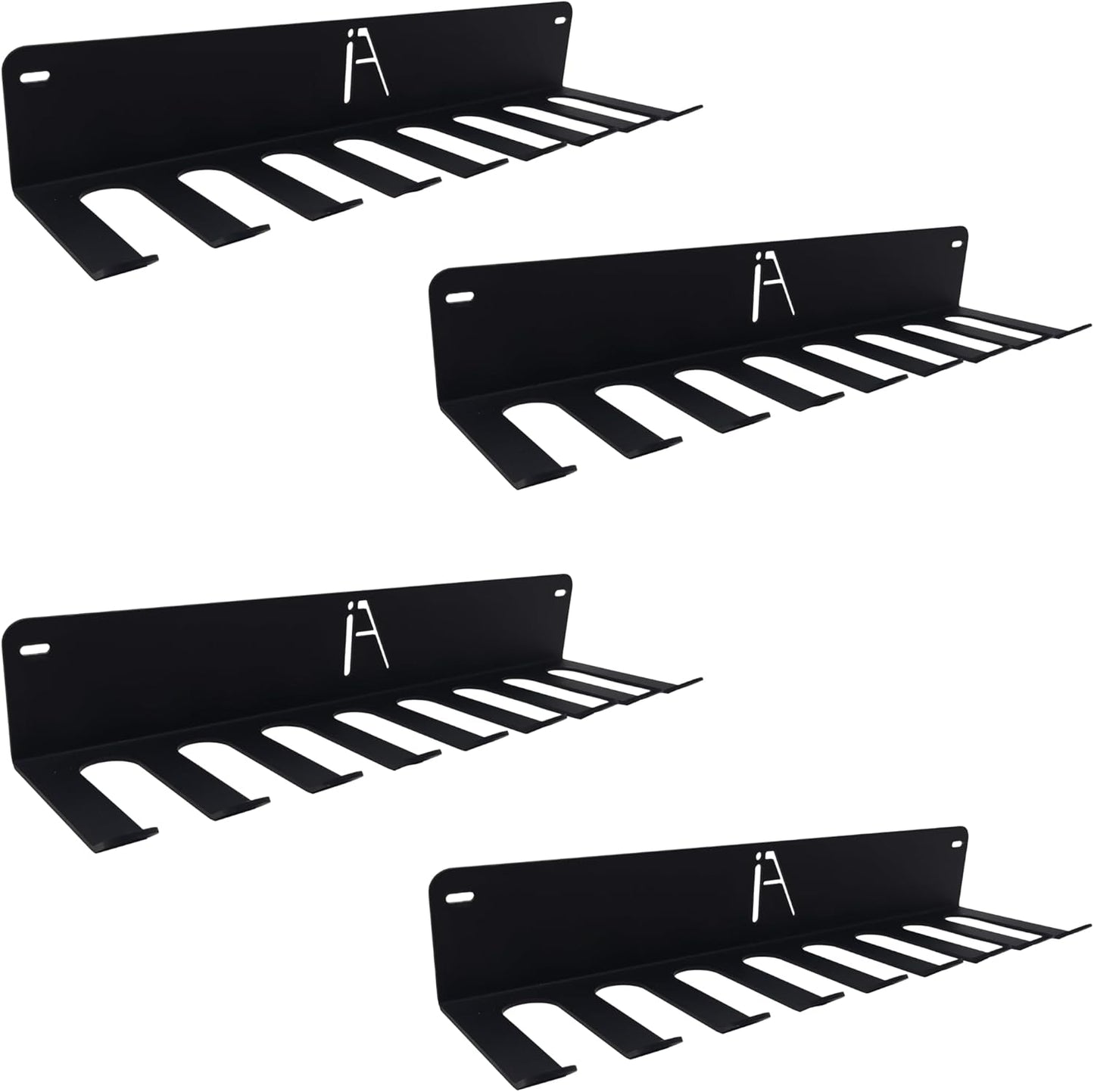 USA Omega Gym Storage Rack 9 or 11 Hook Heavy-Duty Gym Wall Organizer Gym Caddy Hanger, Gym Accessory Storage - Resistance Bands, Jump Ropes (OMEGA GYM RACK (4-PACK)), BLACK