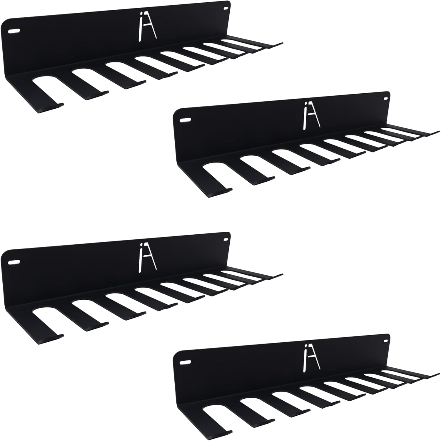 USA Omega Gym Storage Rack 9 or 11 Hook Heavy-Duty Gym Wall Organizer Gym Caddy Hanger, Gym Accessory Storage - Resistance Bands, Jump Ropes (OMEGA GYM RACK (4-PACK)), BLACK