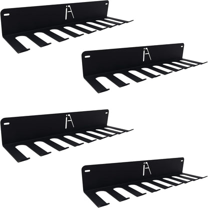 USA Omega Gym Storage Rack 9 or 11 Hook Heavy-Duty Gym Wall Organizer Gym Caddy Hanger, Gym Accessory Storage - Resistance Bands, Jump Ropes (OMEGA GYM RACK (4-PACK)), BLACK