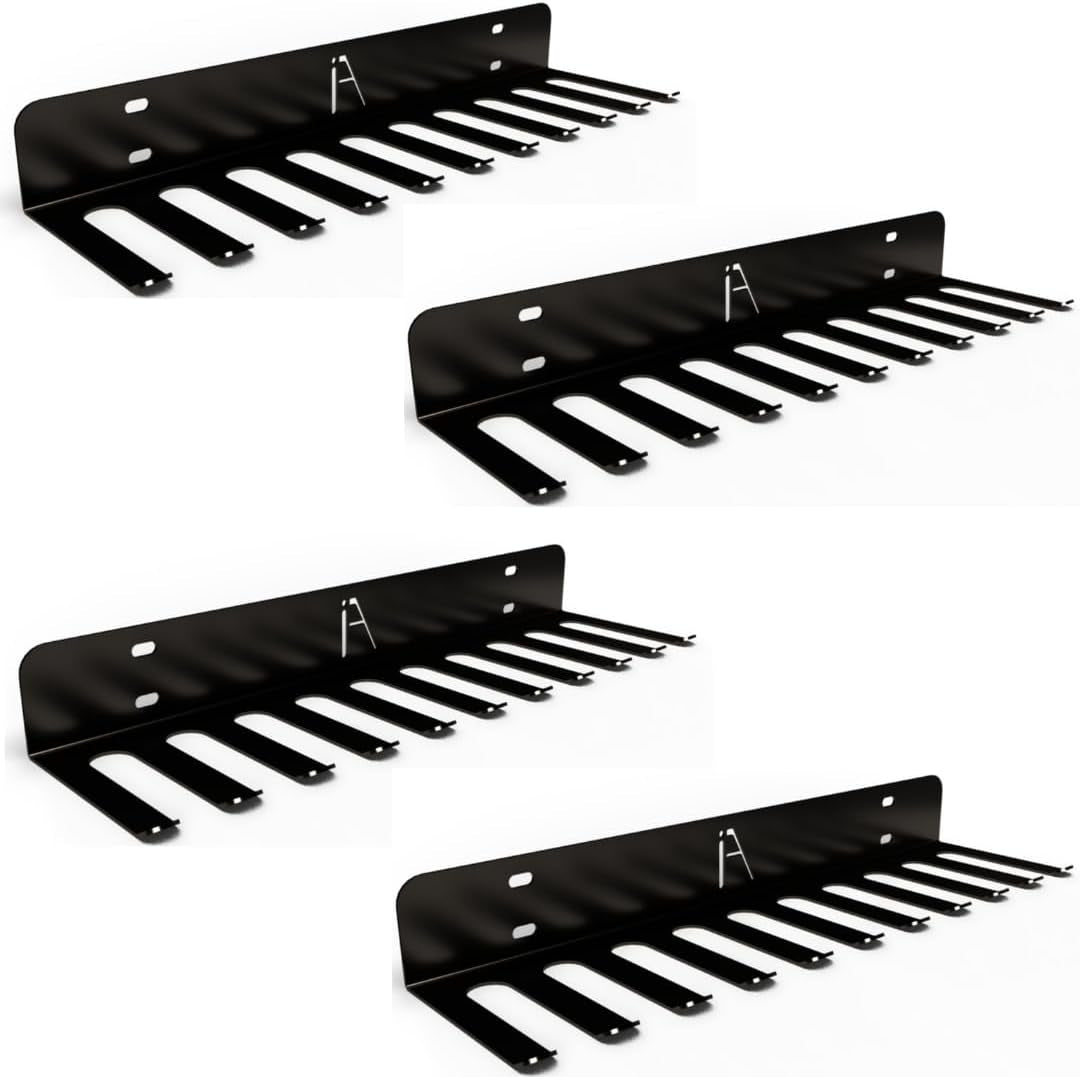 USA Omega Beast Gym Storage Rack 11-Hook Heavy-Duty Gym Wall Organizer Gym Caddy Hanger - Gym Accessory Storage - Resistance Bands, Jump Ropes, Barbells, Lifting Belts, Cable Attachments - 4Pk