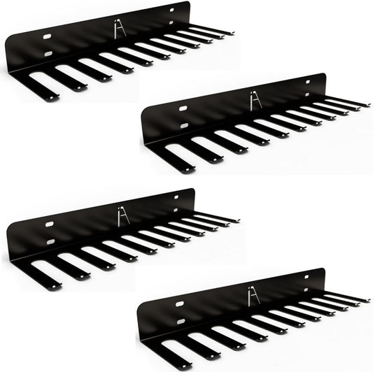 USA Omega Beast Gym Storage Rack 11-Hook Heavy-Duty Gym Wall Organizer Gym Caddy Hanger - Gym Accessory Storage - Resistance Bands, Jump Ropes, Barbells, Lifting Belts, Cable Attachments - 4Pk