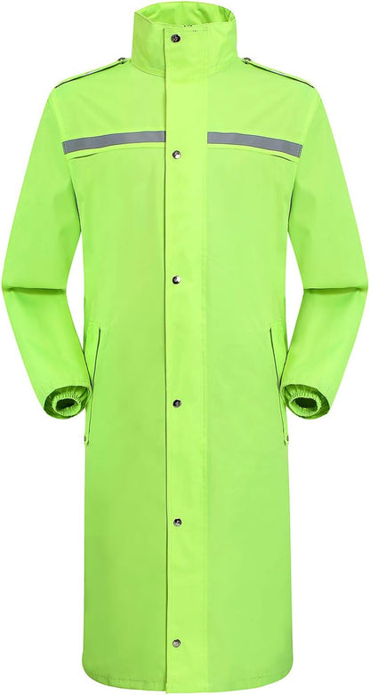 Waterproof Long Rain Jacket - Lightweight Reflective Raincoat with Packable Hood for Adults (Men and Women)