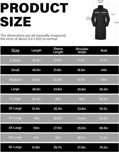 Lightweight Waterproof Long Rain Jacket with Reflective Features and Packable Hood for Adults