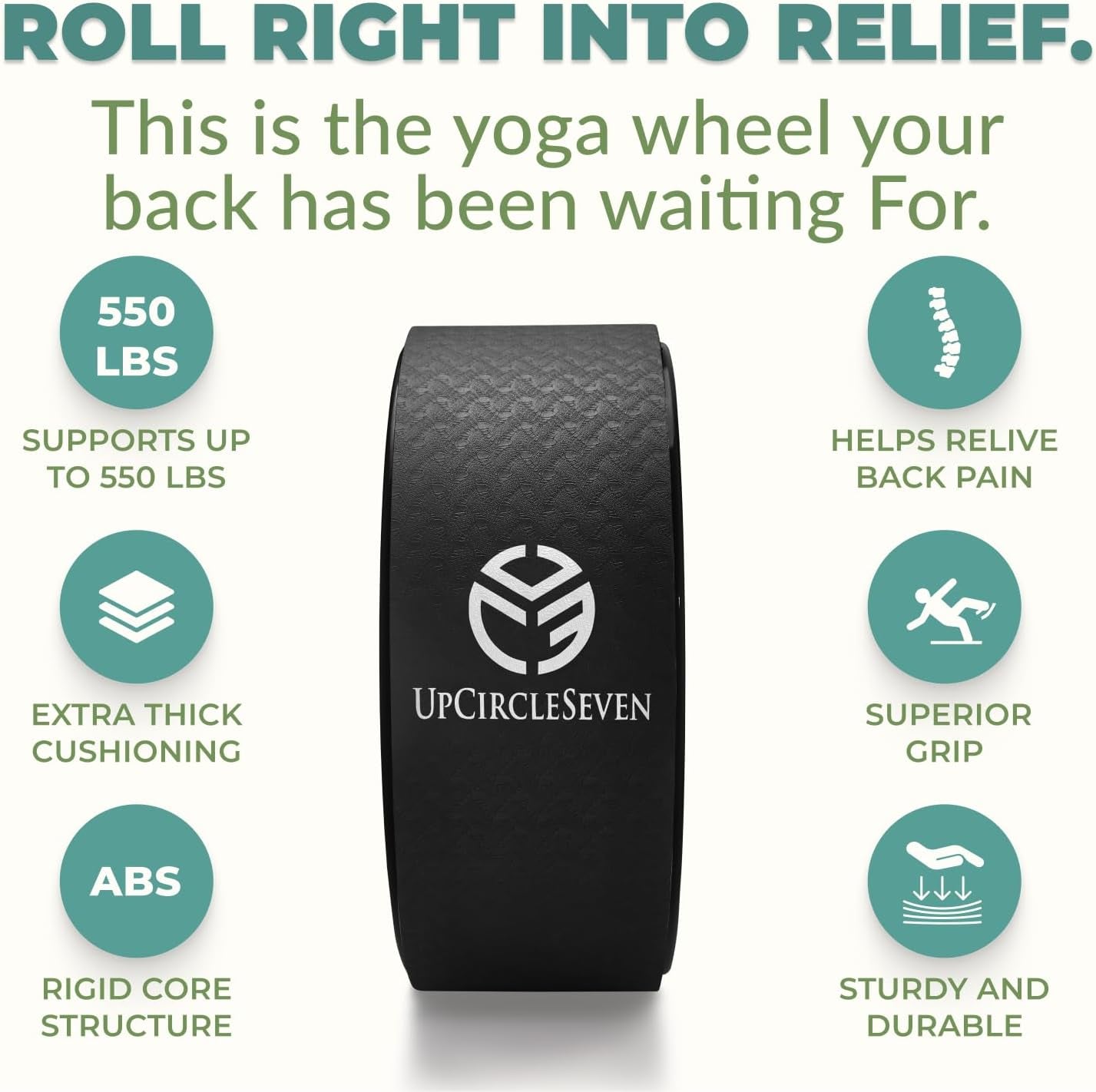 Back Roller and Yoga Wheel for Therapeutic Relief of Back Pain and Stiffness - Enhance Mobility, Flexibility, and Spinal Alignment