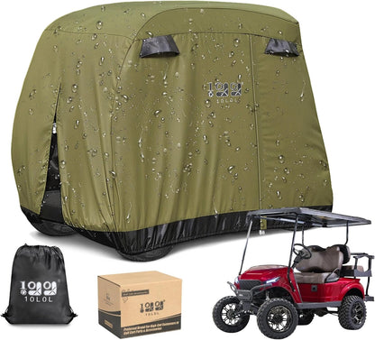 Waterproof Golf Cart Cover, Universal Fit for Yamaha, EZGO, Club Car & Honda, All-Weather 2/4/2+2 Passenger Protection with Three Zipper Doors