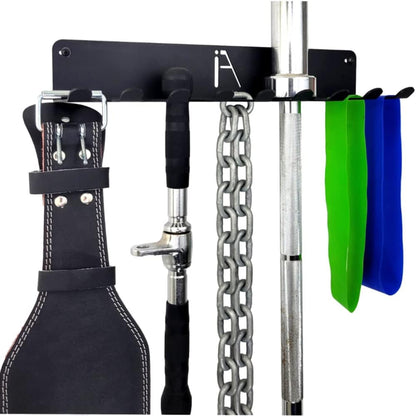 ) Gym Storage Hanger/Heavy Duty Multi-Purpose Gym Rack for Lifting Belts, Chains, Exercise Bands, Jump Ropes (Mounting Hardware Included)