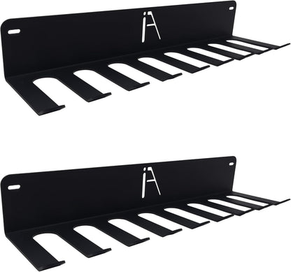 USA Omega Gym Storage Rack 9-Hook Heavy-Duty Gym Wall Organizer Gym Caddy Hanger - Gym Accessory Storage - Resistance Bands, Jump Ropes, Barbells, Lifting Belts, Cable Attachments - 2Pk