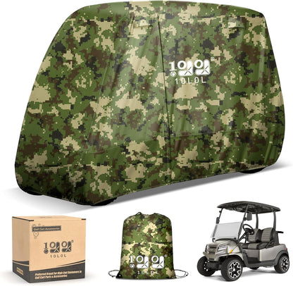Waterproof Golf Cart Cover, Universal Fit for Yamaha, EZGO, Club Car & Honda, All-Weather 2/4/2+2 Passenger Protection with Three Zipper Doors