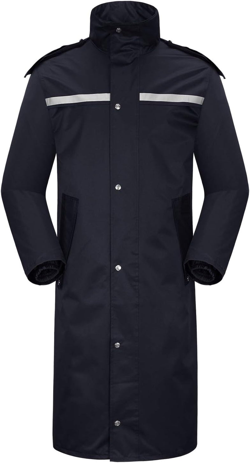 Raincoat Waterproof Long Rain Jacket Lightweight Rainwear Reflective with Packable Hood for Men Women Adults