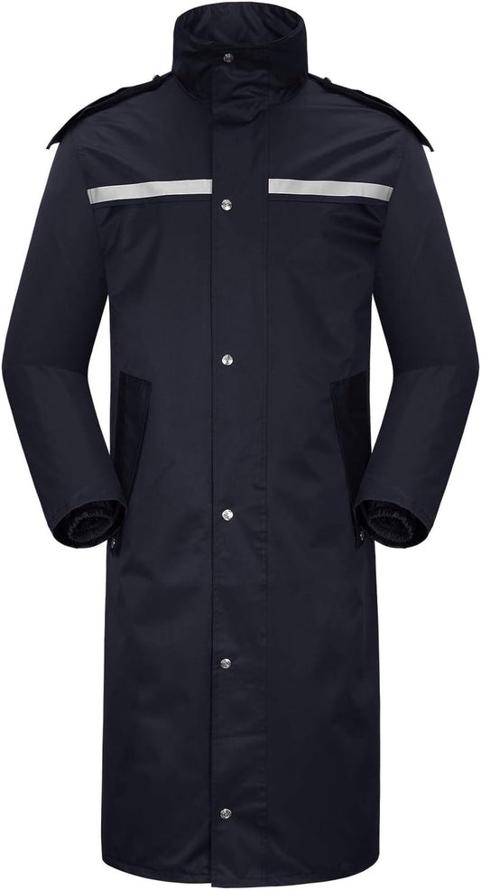 Raincoat Waterproof Long Rain Jacket Lightweight Rainwear Reflective with Packable Hood for Men Women Adults