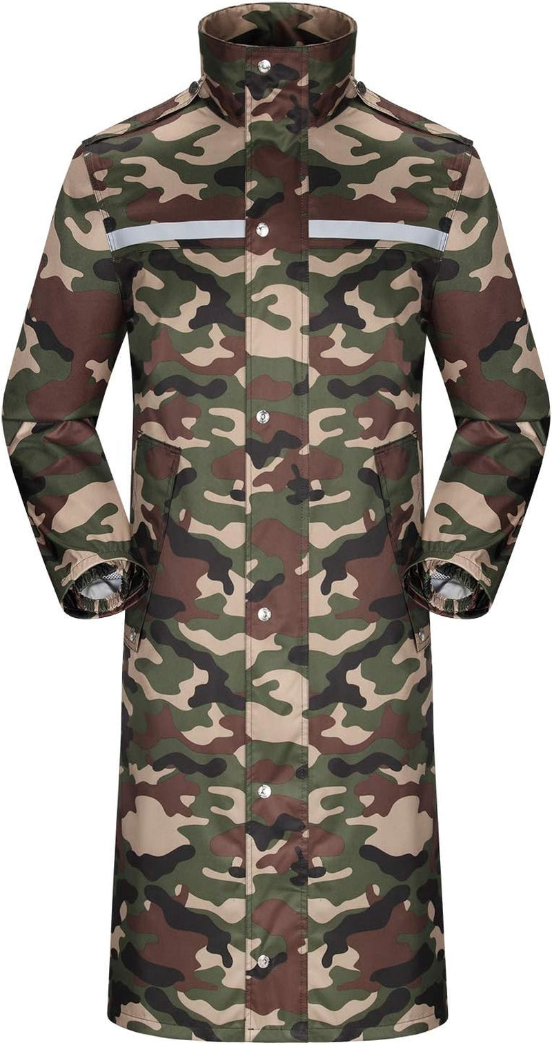 Raincoat Waterproof Long Rain Jacket Lightweight Rainwear Reflective with Packable Hood for Men Women Adults
