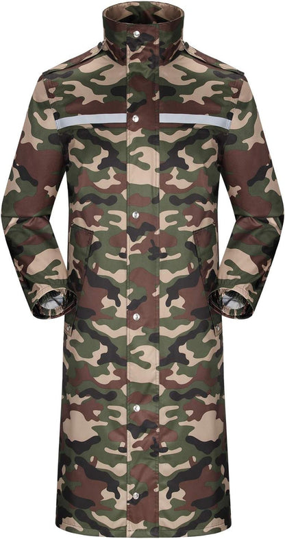 Raincoat Waterproof Long Rain Jacket Lightweight Rainwear Reflective with Packable Hood for Men Women Adults