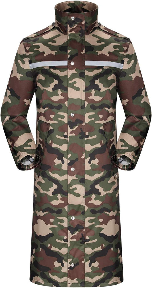 Raincoat Waterproof Long Rain Jacket Lightweight Rainwear Reflective with Packable Hood for Men Women Adults