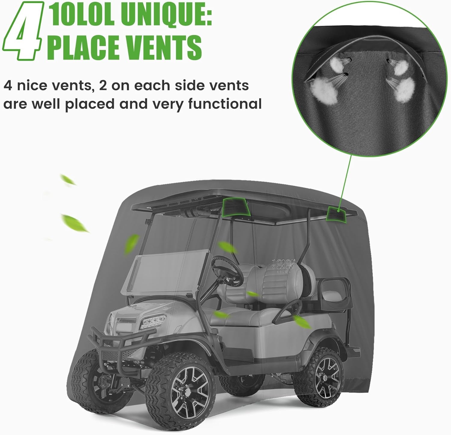 Waterproof Golf Cart Cover, Universal Fit for Yamaha, EZGO, Club Car & Honda, All-Weather 2/4/2+2 Passenger Protection with Three Zipper Doors